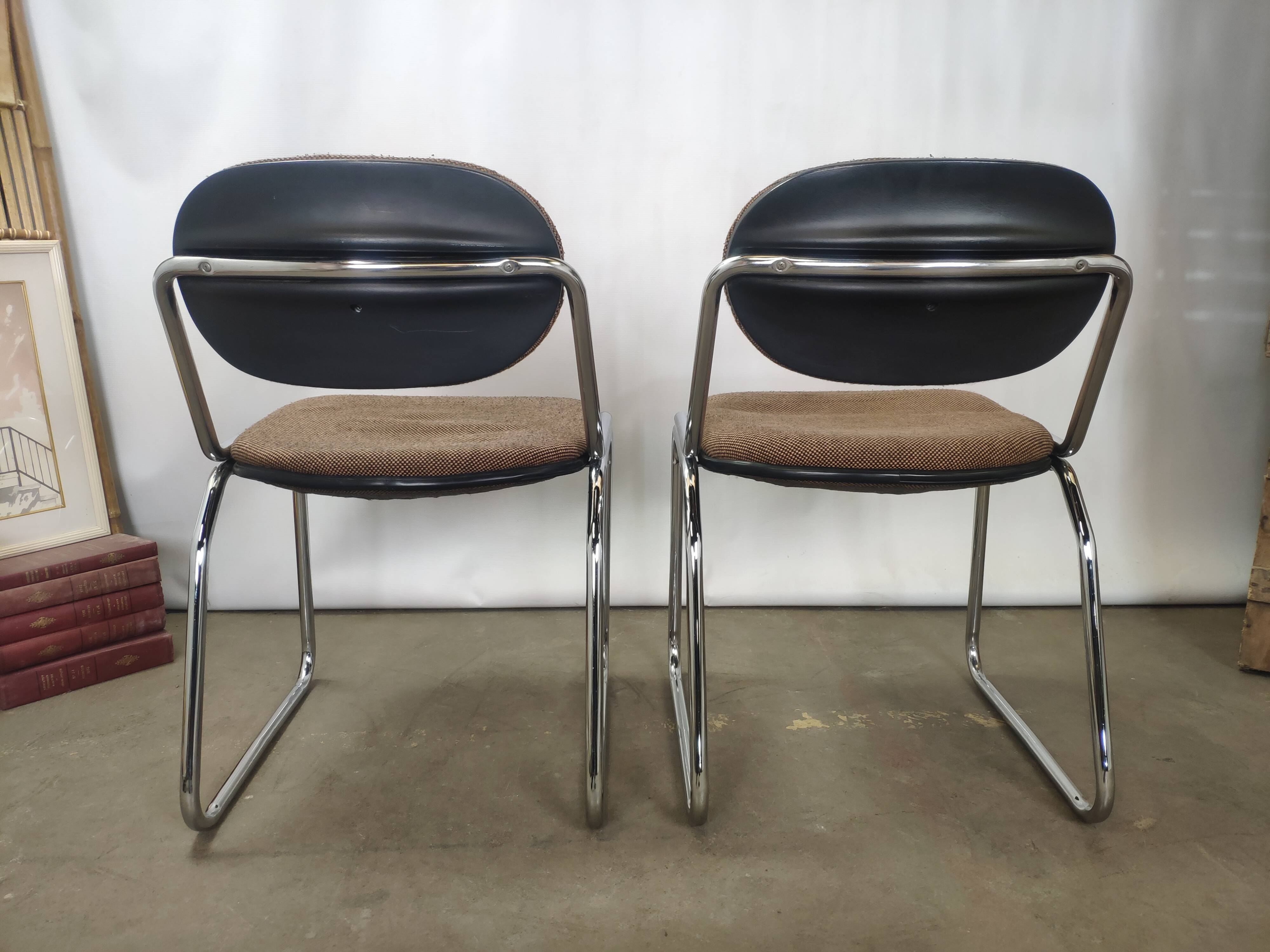 Vintage office chairs fabric and chrome