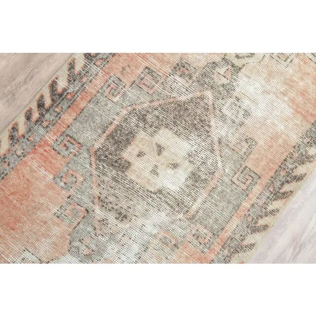 1970s Turkish Oushak Handmade Wool Cotton Orange Runner Rug 85x266