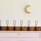 Antique wooden wall coat rack with metal hooks L200