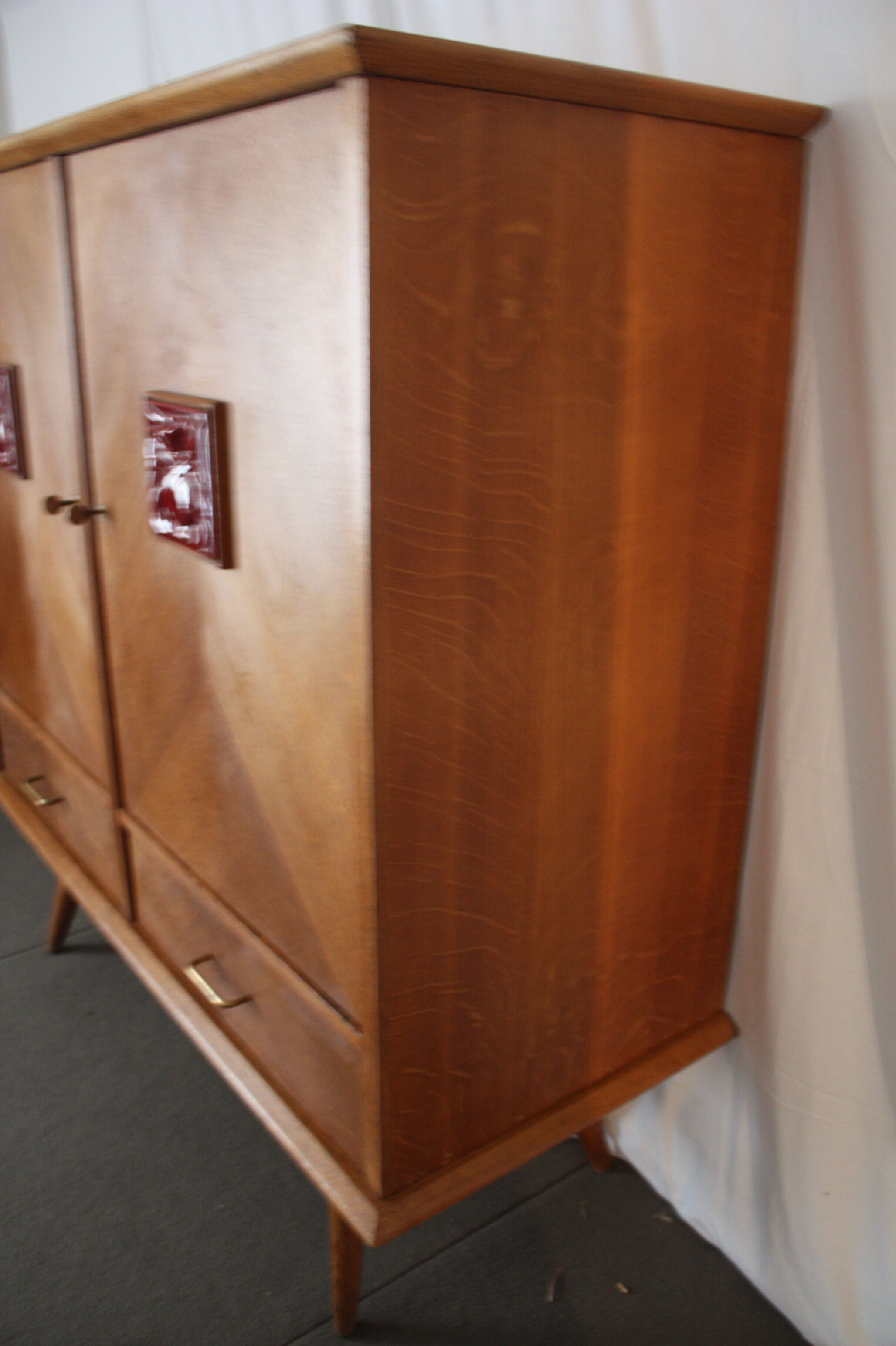 Vintage oak buffet and ceramic 1950
