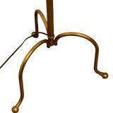 Brass tripod floor lamp with golden pompom lampshade 1960