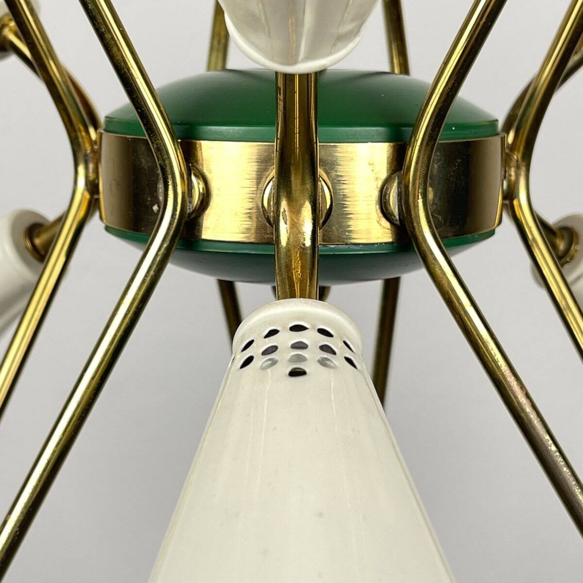 Metal chandelier mid-century modernist by Stilnovo, 1970s