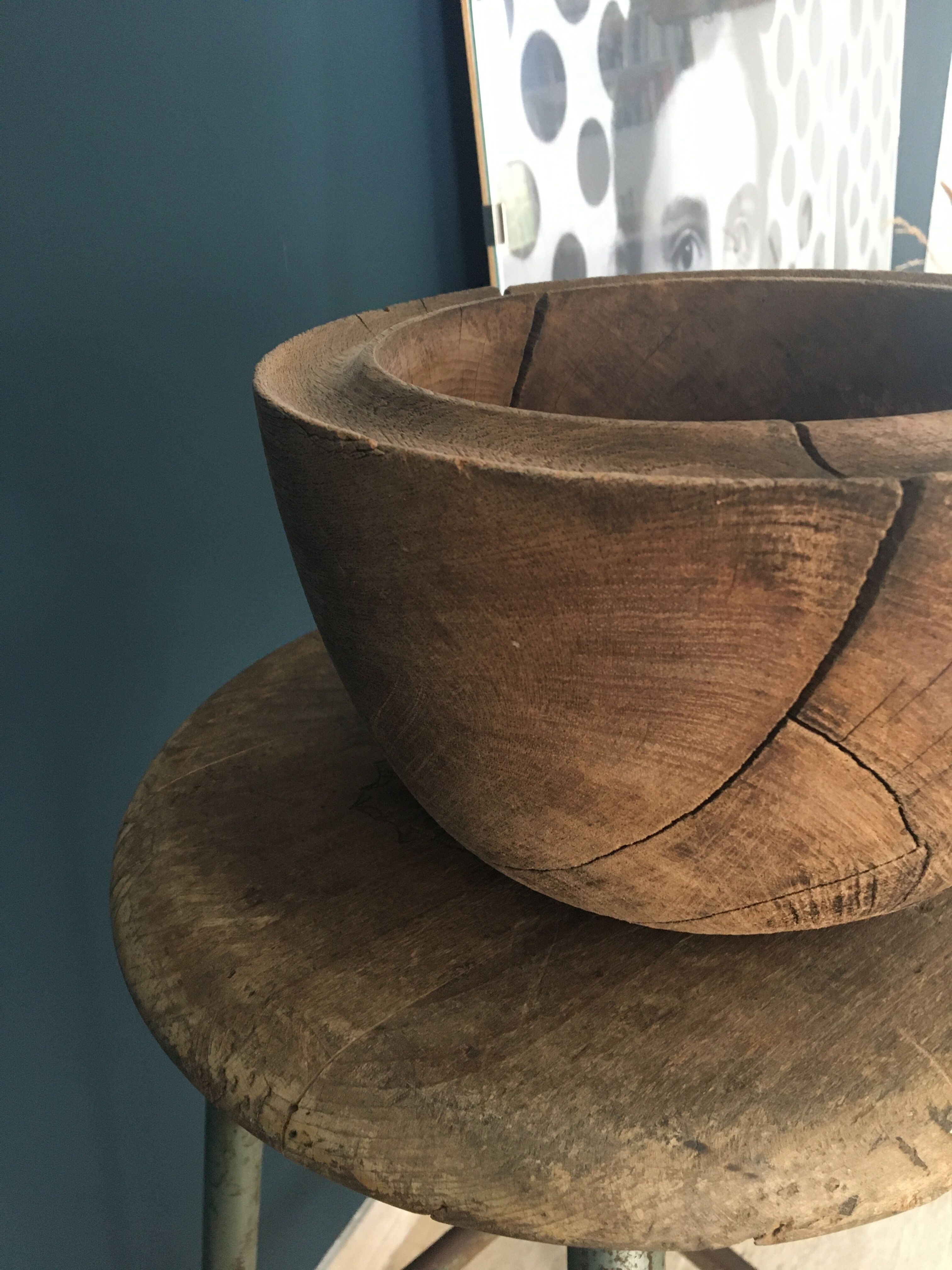 Raw wooden salad bowl