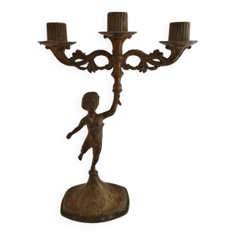 Golden brass candlestick "Cherub"