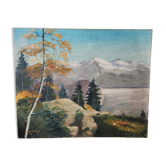 Oil on canvas board, Mountain landscape, French School mid-20th century
