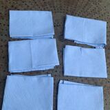 6 grandes serviettes en coton damassées teintées bleues, vintage