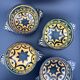 Earthenware Bowls St Jean de Bretagne Set of 4 Hand Decorated Geometric Black