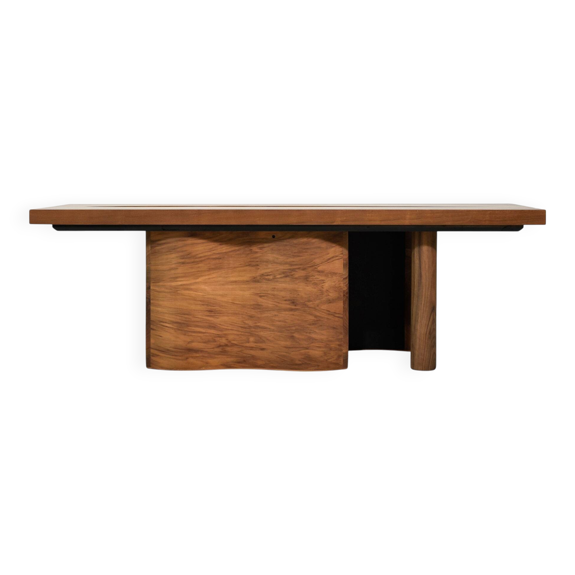 Modern coffee table, solid cherry and walnut