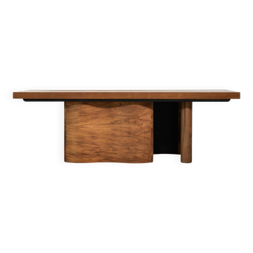 Modern coffee table, solid cherry and walnut