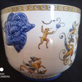 Renaissance Cache Pot in earthenware from Gien, year 1875
