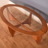 Restauré Teck Retro G Plan Fresque Teck &Verre OvalE Astro Table Basse