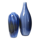 Pair of vintage smoky glass vases lined with opaline Murano bubble glass.