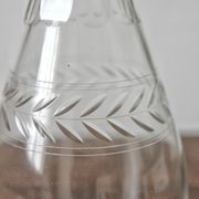 Antique crystal carafe engraved with a laurel leaf frieze