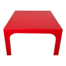 Red lacquered square fiberglass coffee table