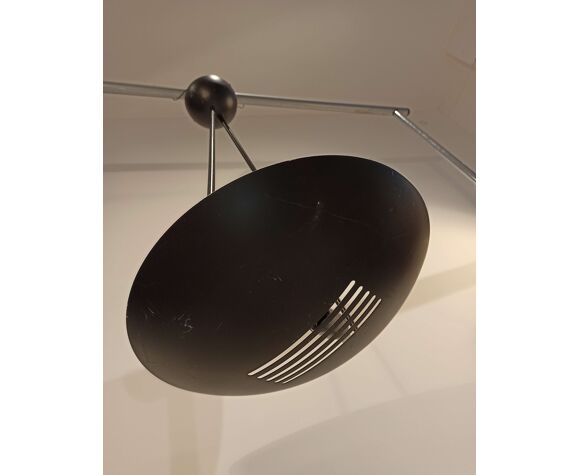 Suspension lustre industriel vintage métal noir forme soucoupe | Selency