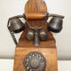 Old wood and metal wall phone