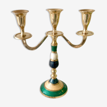 Chandelier candle holder brass and mother-of-pearl