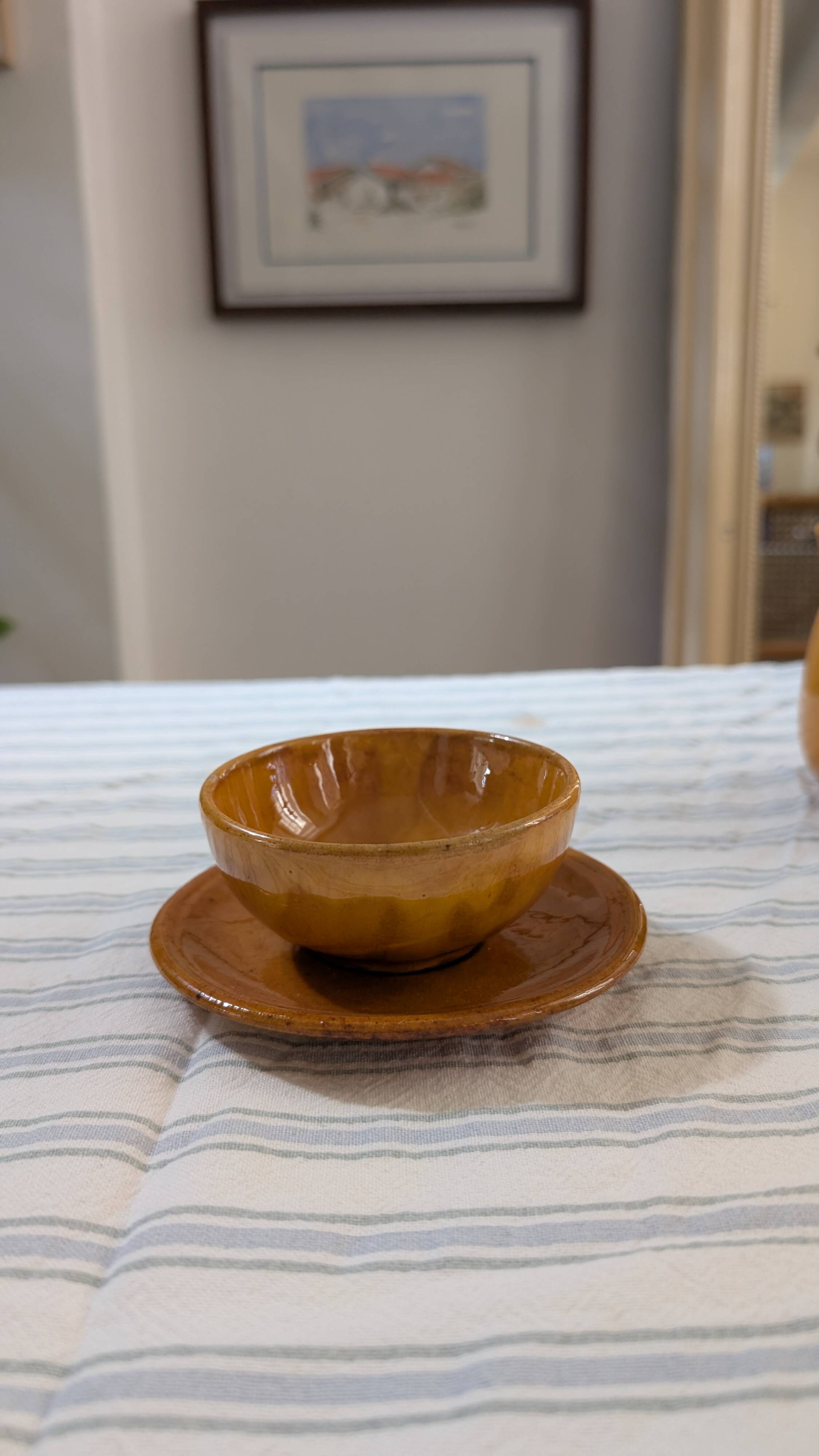 Mustard yellow glazed stoneware coffee set
