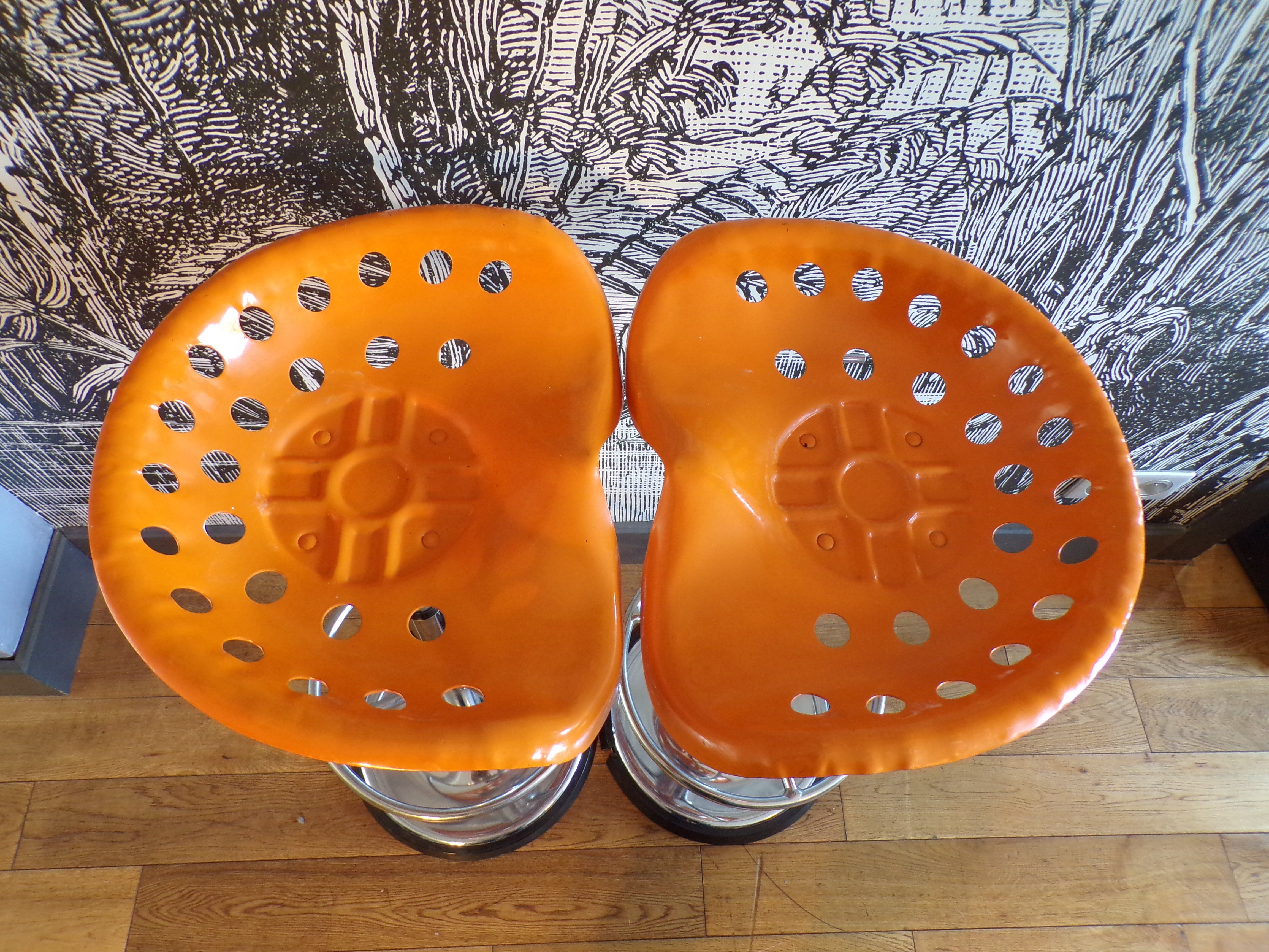 Pair of Mirima orange stools 1970s