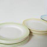 Set of 6 Tie & Dye green dessert plates, 1960