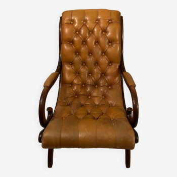 Rocking chair Chesterfield en cuir