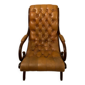 Rocking chair Chesterfield en cuir