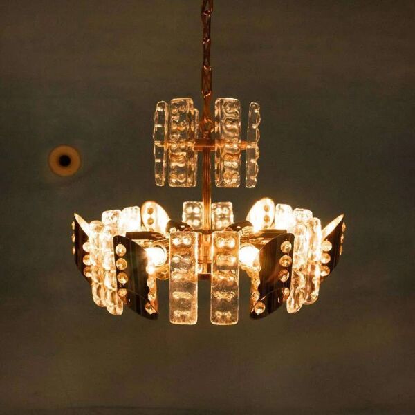 Suspension en cristal doré Midcentury Orrefors, Fagerlund