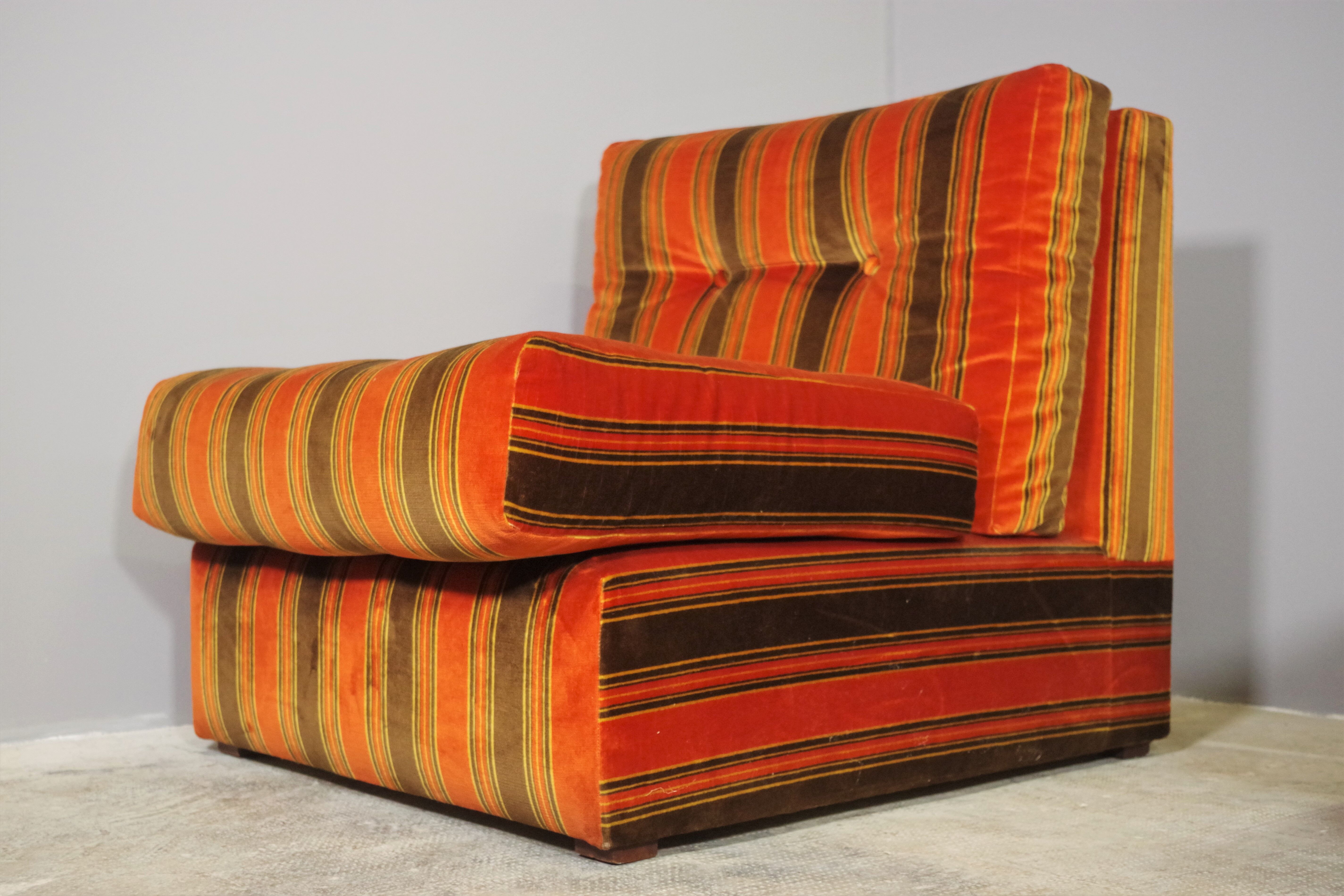 Striped armchairs, 1970s, set of 3