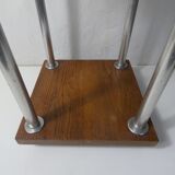 Table d'appoint design scandinave teck et acier chromé vintage