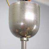 1930s Art Deco nickel and cream glass chandelier