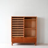 Scandinavian Teak Filing Cabinet with Tambour Doors