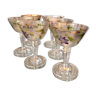 Suite de 6 verres a liqueur ou a goutte en cristal givre a decor floral