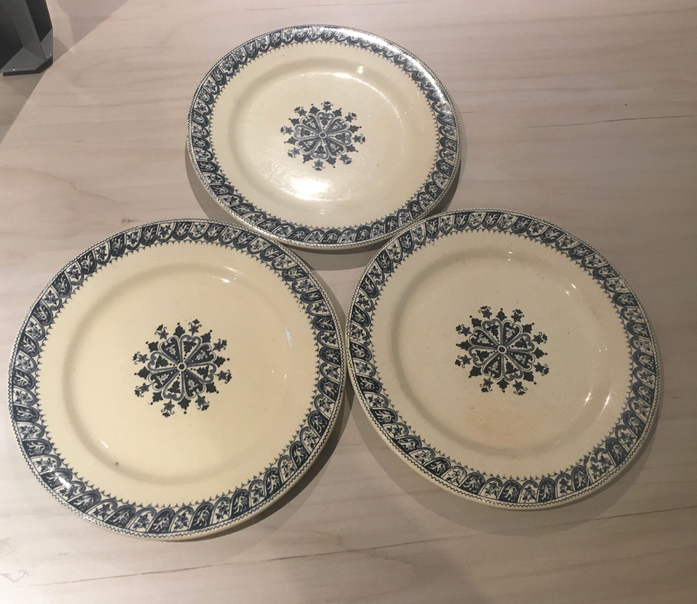 Set of 3 flat plates terre de fer salins