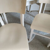 Set old wooden table with extension cords and 2 Thonet chairs