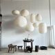 Suspension en rotin et lin naturel japonisante en forme de goutte