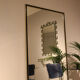 Miroir en plomb avec console en fer forgé laqué en vert pistache et or, Art Déco,