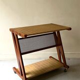 Bar cart in metal and oak by Jullian, designed in France 1960.