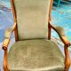 Voltaire armchairs in green velvet, the pair