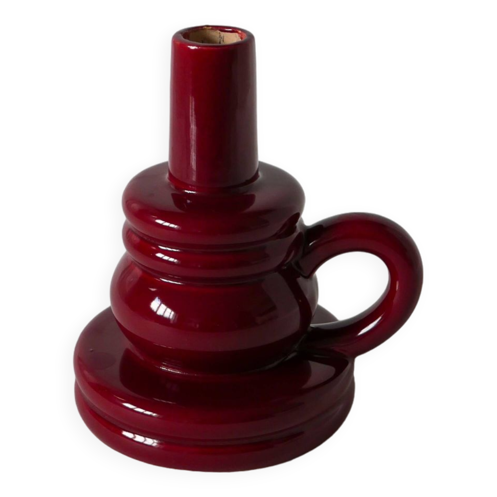 large burgundy ceramic candle holder numbered 1970