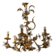 Lustre en métal doré et fleurs en verre, 1970