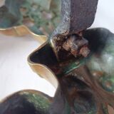 Old bronze chenets fireplace log holder pair