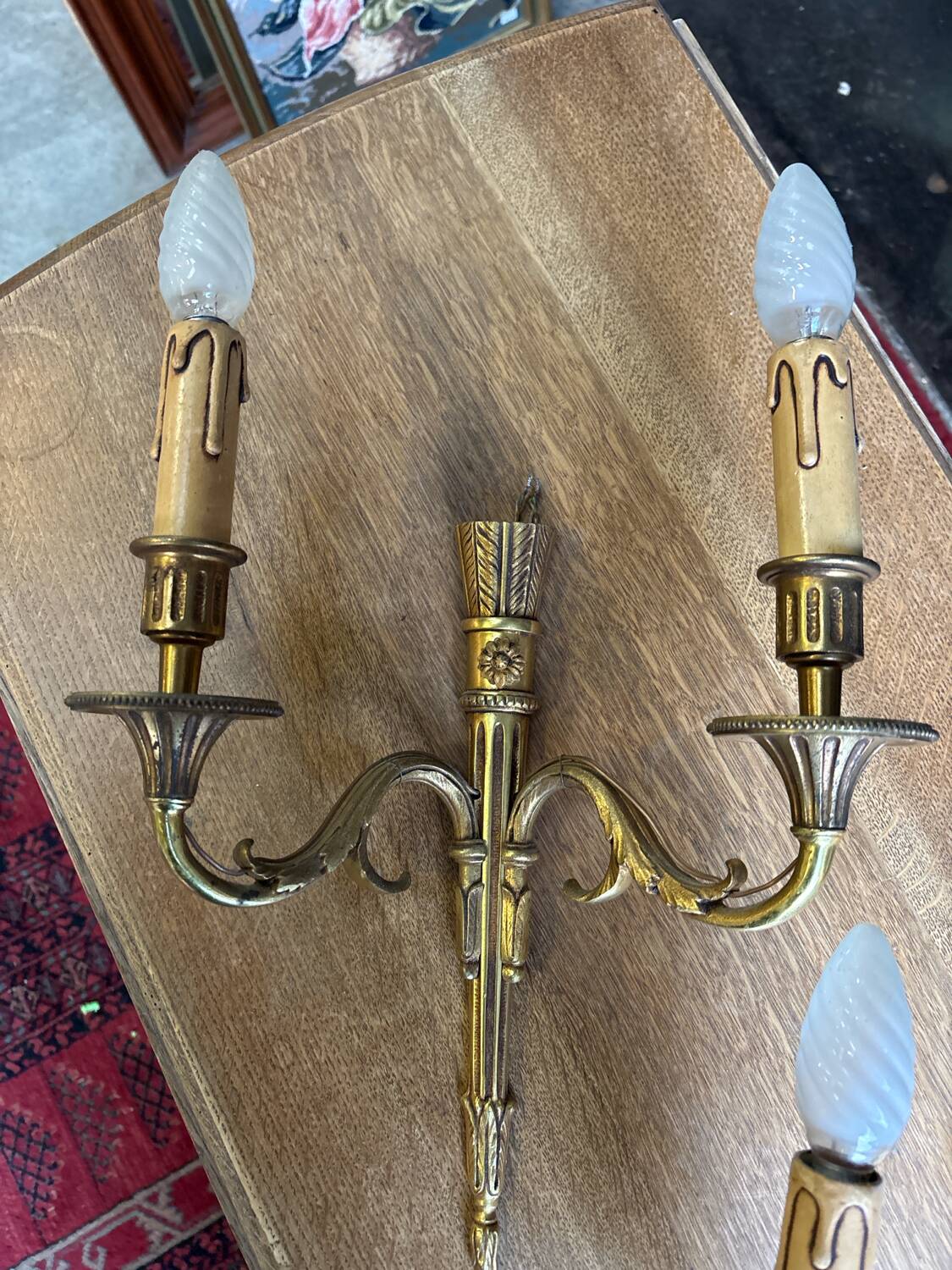 Pair of Louis XVI style bronze wall sconces – 2 arms