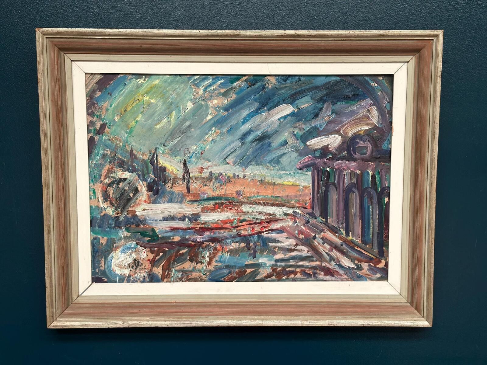 Original Oil On Canvas – “The Harbor Arches” – Vintage & Framed – 80 × 62 Cm (31.5" × 24.4")