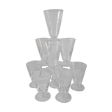 Set of 9 crystal wine glasses engraved 30s