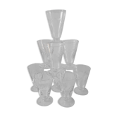 Set of 9 crystal wine glasses engraved 30s