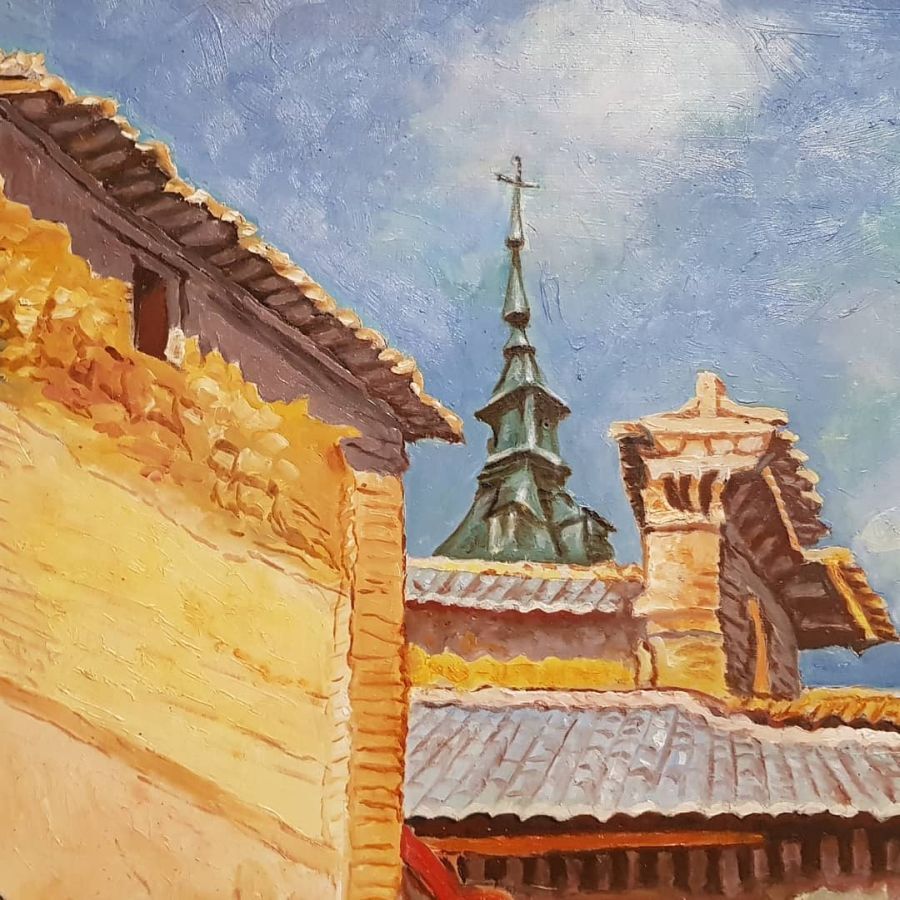 Spanish Village signed Diaz de la poue