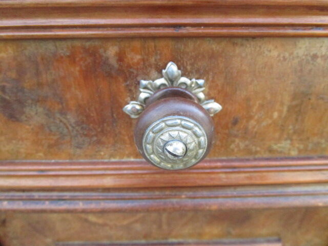 Old bedside table, marble top