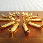 Box of 12 knife holders in silver metal, shape of canrds, 60s