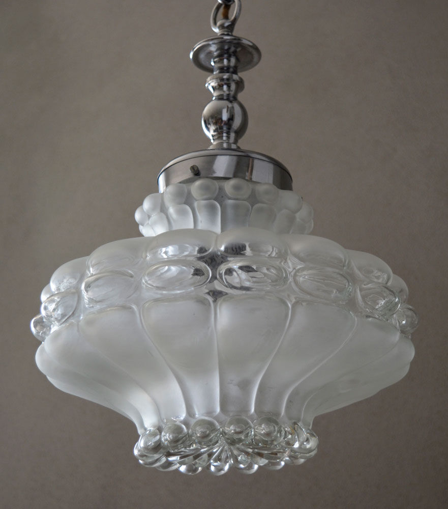 Original Vintage 1960's Lobed Glass Pendant Light