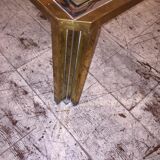 Coloured and gilded steel glass coffee table